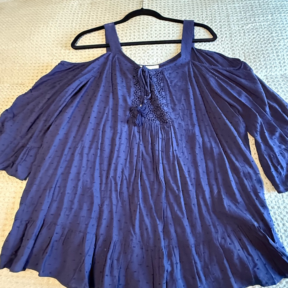 DR2 Purple 3/4 Sleeve Ruched Blouse